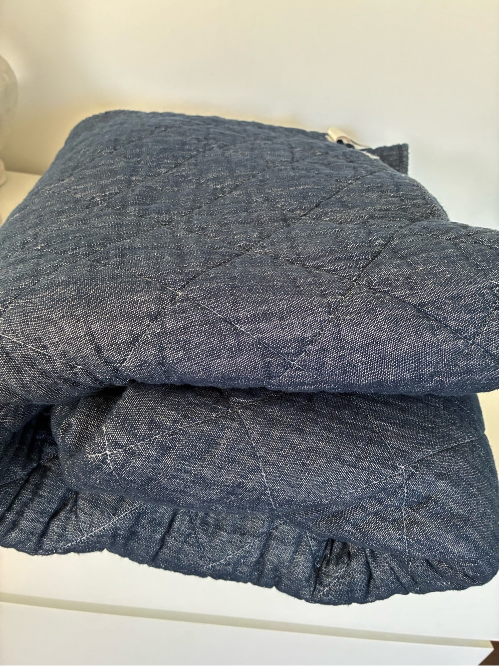 Pottery Barn Teen PB Teen Twin Quilt Windward Stripe Blue Denim Chambray Navy